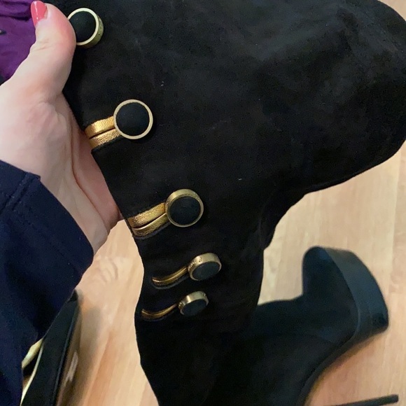 Rachel Zoe / Dylan stretch suede button over the knee heeled Thigh High Boots 6 - Picture 4 of 7
